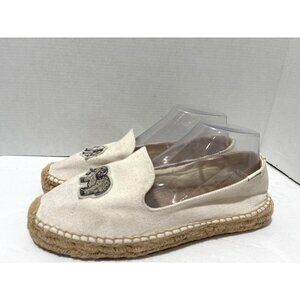 Soludos Shoes Womens size 11Beaded Elephant Canvas Espadrilles Flats Shoes White